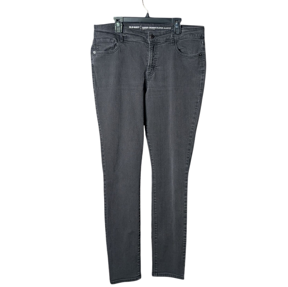 Old Navy Women's 12 Charcoal Mid Rise Super Skinny Jeans Dark Gray Pants EUC